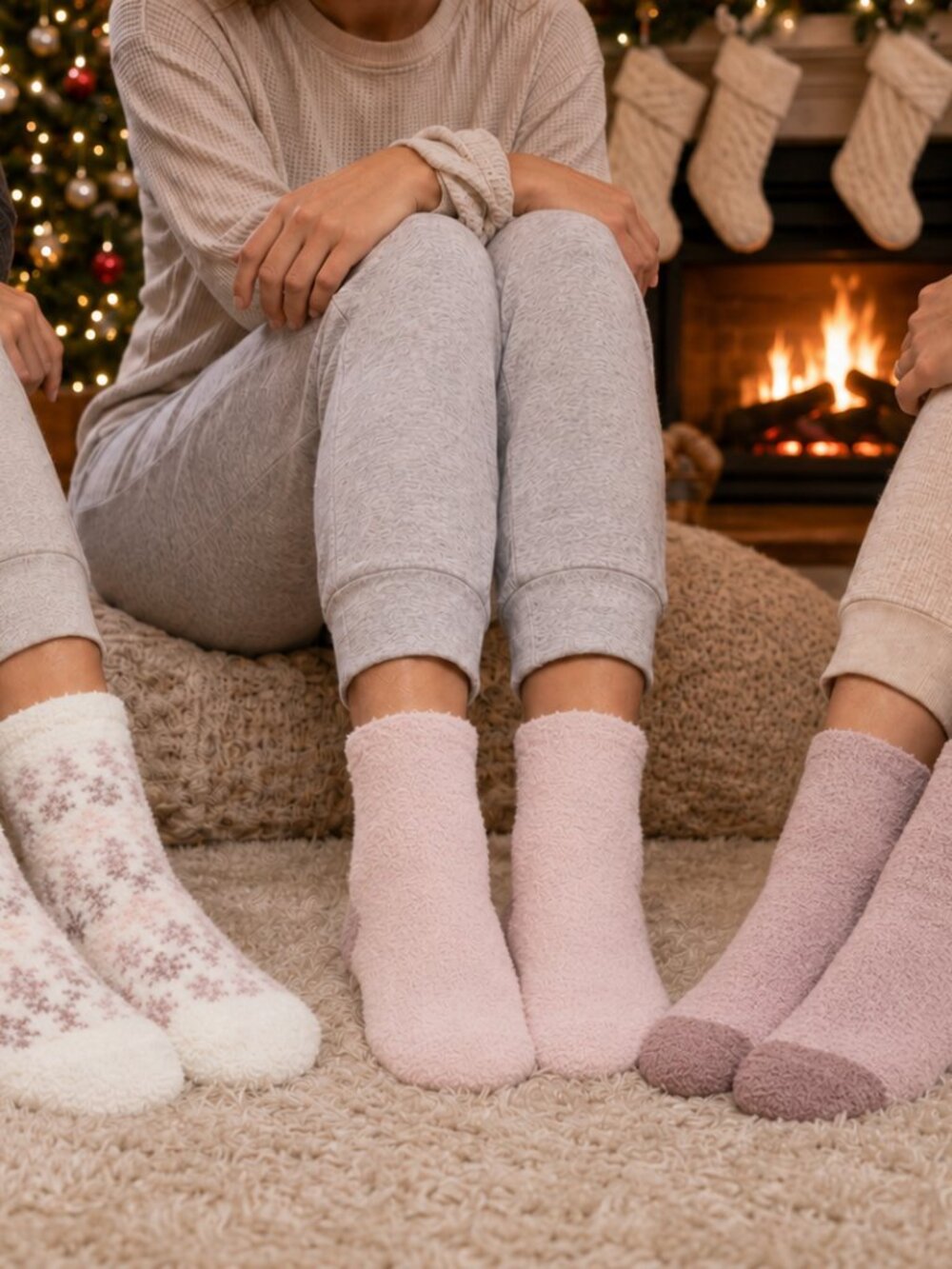 NWT - Cuddl Duds Plushfill Lounge Socks - 3 Pk - Snowflakes